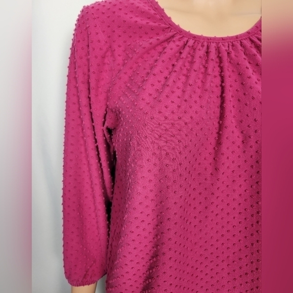 J. Crew Long Sleeve Polka Dot Pink Top - Picture 3 of 12